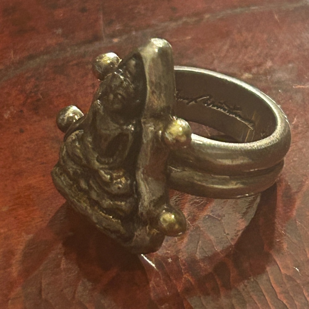 Barry Brinker Sterling Silver 18k Buddha Ring Size 7 - Picture 6 of 8